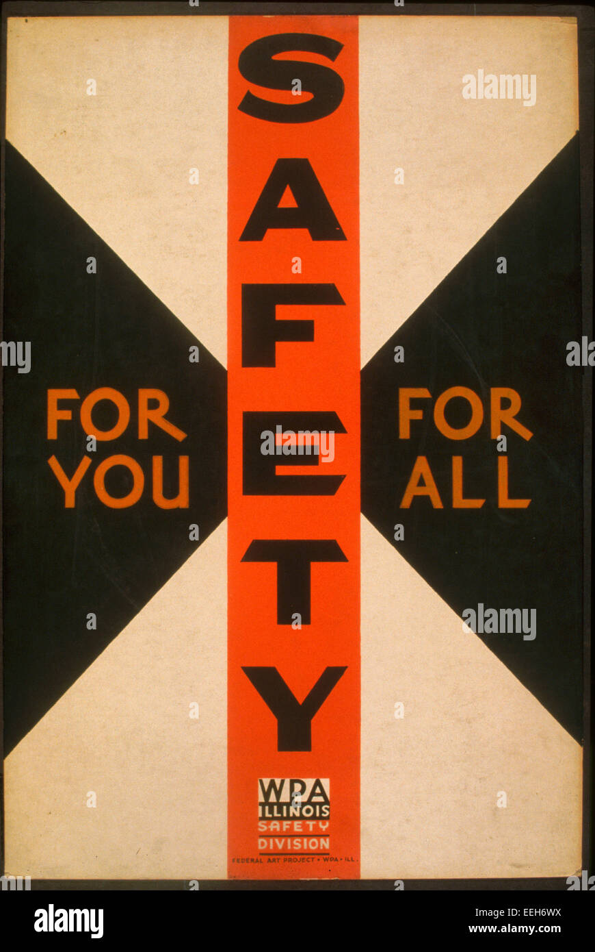 Sicherheit für Sie, für alle - Plakat für die WPA Illinois Abteilung Sicherheit Sicherheit zu fördern, zeigt ein Symbol der Zivilschutz, ca. 1936 Stockfoto