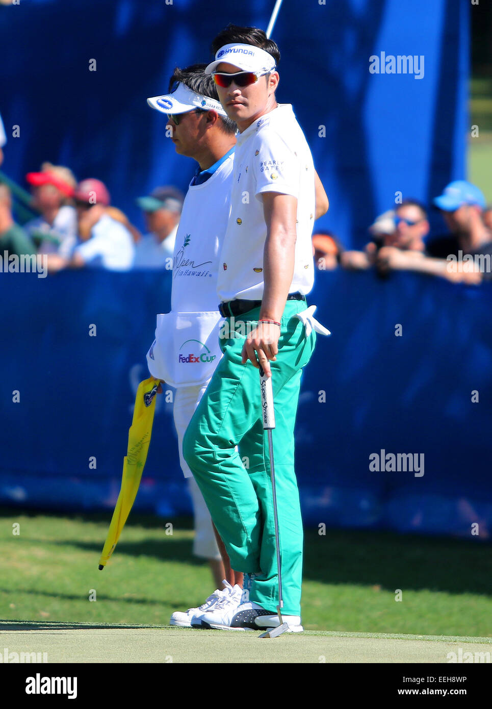 Honolulu, Hawaii. 18. Januar 2015. Hyung-Sung Kim am 18. green in der Finalrunde der 2015 Sony Open In Hawaii im Waialae Country Club in Honolulu, HI. Bildnachweis: Cal Sport Media/Alamy Live-Nachrichten Stockfoto