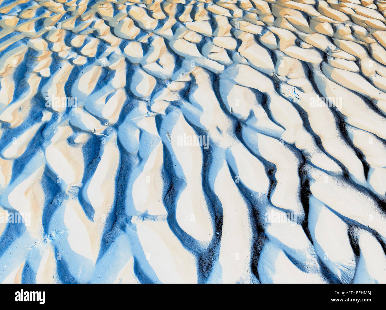 Ripple Muster in den Sand am Strand von Dornweiler, North Norfolk. Stockfoto