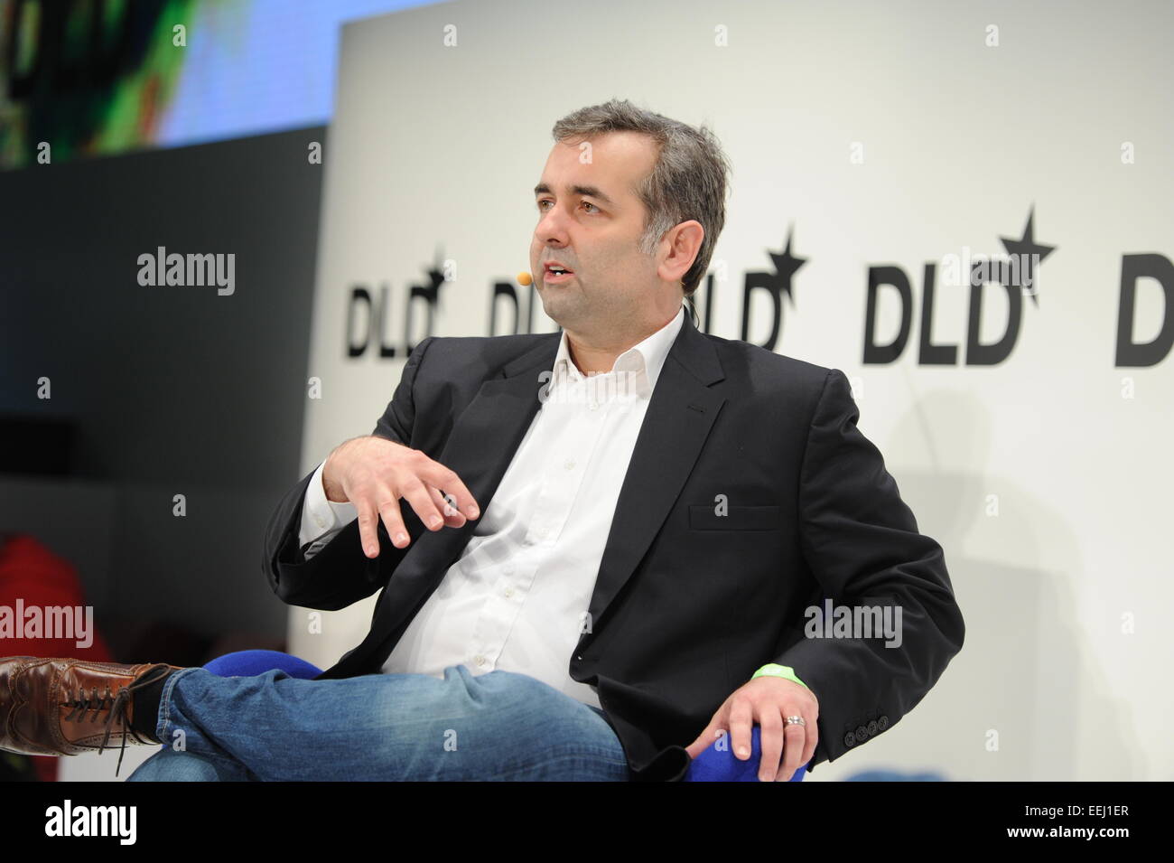 München, Deutschland. 18. Januar 2015. München/Deutschland - Januar 18: Chad Dickerson (Etsy) spricht auf dem Podium bei der DLD15 (Digital-Life-Design) Konferenz im HVB Forum am 18. Januar 2015 in München. DLD ist ein globales Netzwerk von Innovation, Digitalisierung, Wissenschaft und Kultur, verbindet Unternehmen, kreativen und sozialen Führer, Meinungsbildnern und Einflussfaktoren für Crossover Unterhaltung und Inspiration. / Bild Allianz © Dpa/Alamy Live-Nachrichten Stockfoto