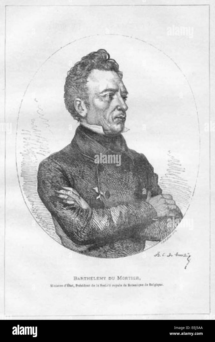 Barthélemy Charles Joseph Dumortier war ein belgischer Botaniker, der im 19. Jahrhundert für seine Arbeit in der Pflanzenklassifizierung und der Entwicklung botanischer Systeme bekannt war. Er leistete einen wichtigen Beitrag zum Verständnis der europäischen Flora. Stockfoto