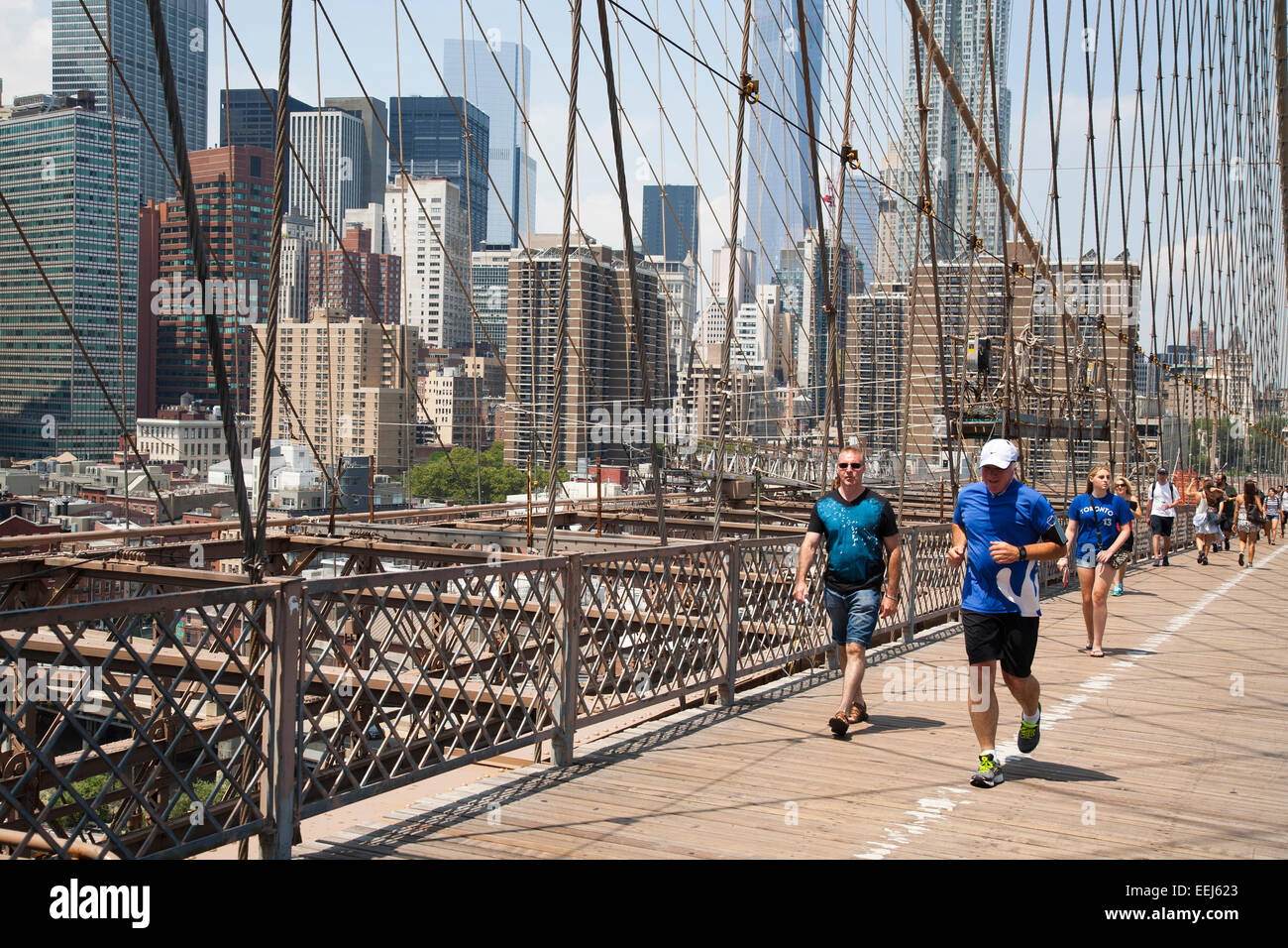 Brooklyn Bridge und Stadtbild, East River, New York, Usa, Amerika Stockfoto