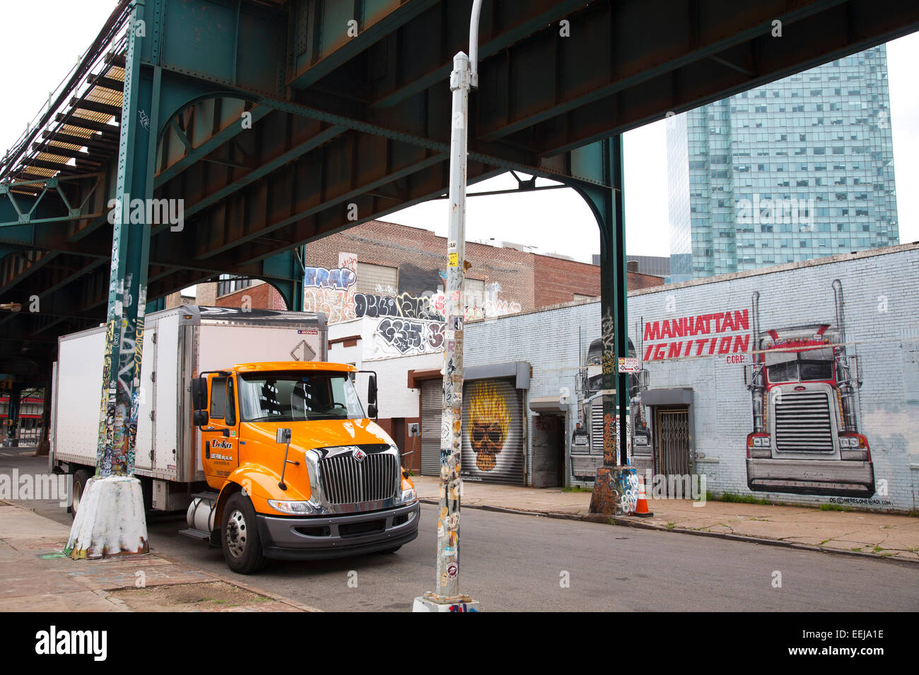 Graffiti, 5 Pointz, Davis-Straße, Stadtteil von Queens, New York, USA, Amerika Stockfoto