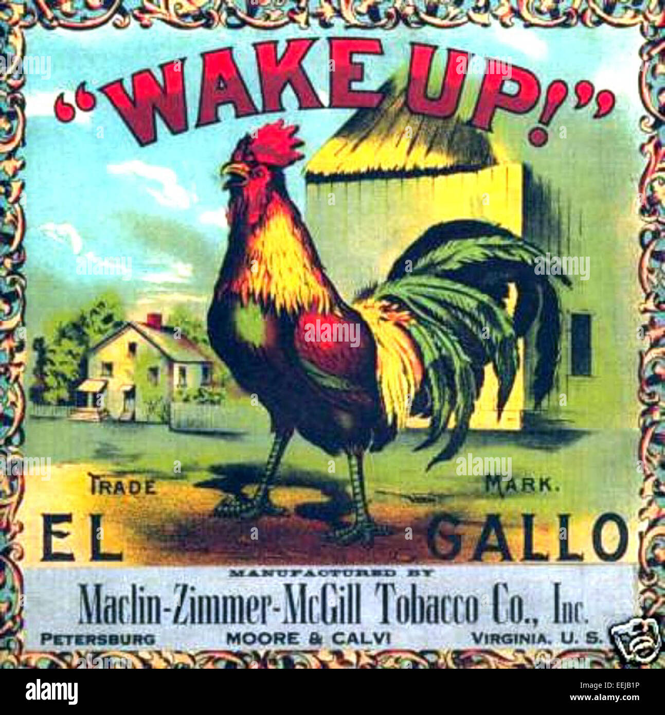 Zigarrenkunst bezieht sich auf die Kunstwerke und Designs, die auf Zigarrenboxen und Verpackungen zu sehen sind und oft komplexe Illustrationen und Branding zeigen. Diese Entwürfe sind wichtig für die Kulturgeschichte der Zigarren und deren Vermarktung im 19. Und frühen 20. Jahrhundert. Stockfoto