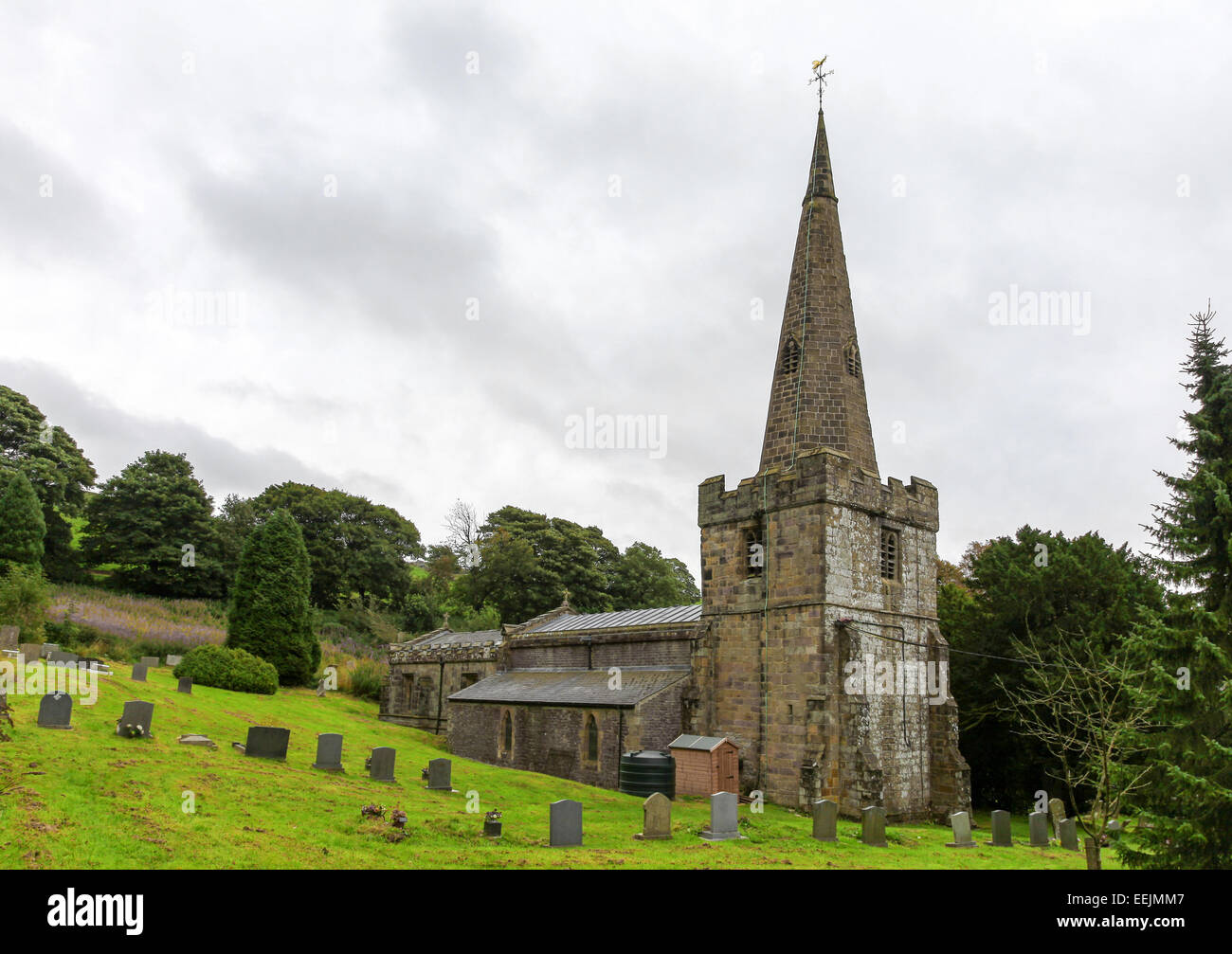 Die Kirche St. Johannes der Täufer bei Chelmorton Derbyshire England UK Stockfoto