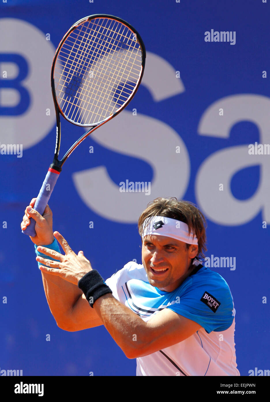 Spanischer Tennisspieler David Ferrer spielen bei der Banc Sabadell ATP in  Barcelona, Spanien zu öffnen Stockfotografie - Alamy
