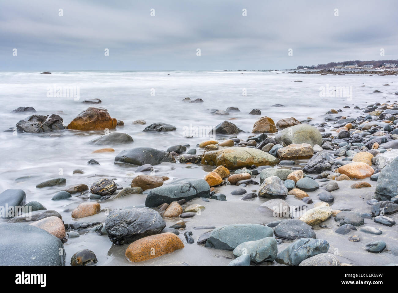 Dies ist ein Bild von Long Sands Beach befindet sich in York, Maine. Stockfoto