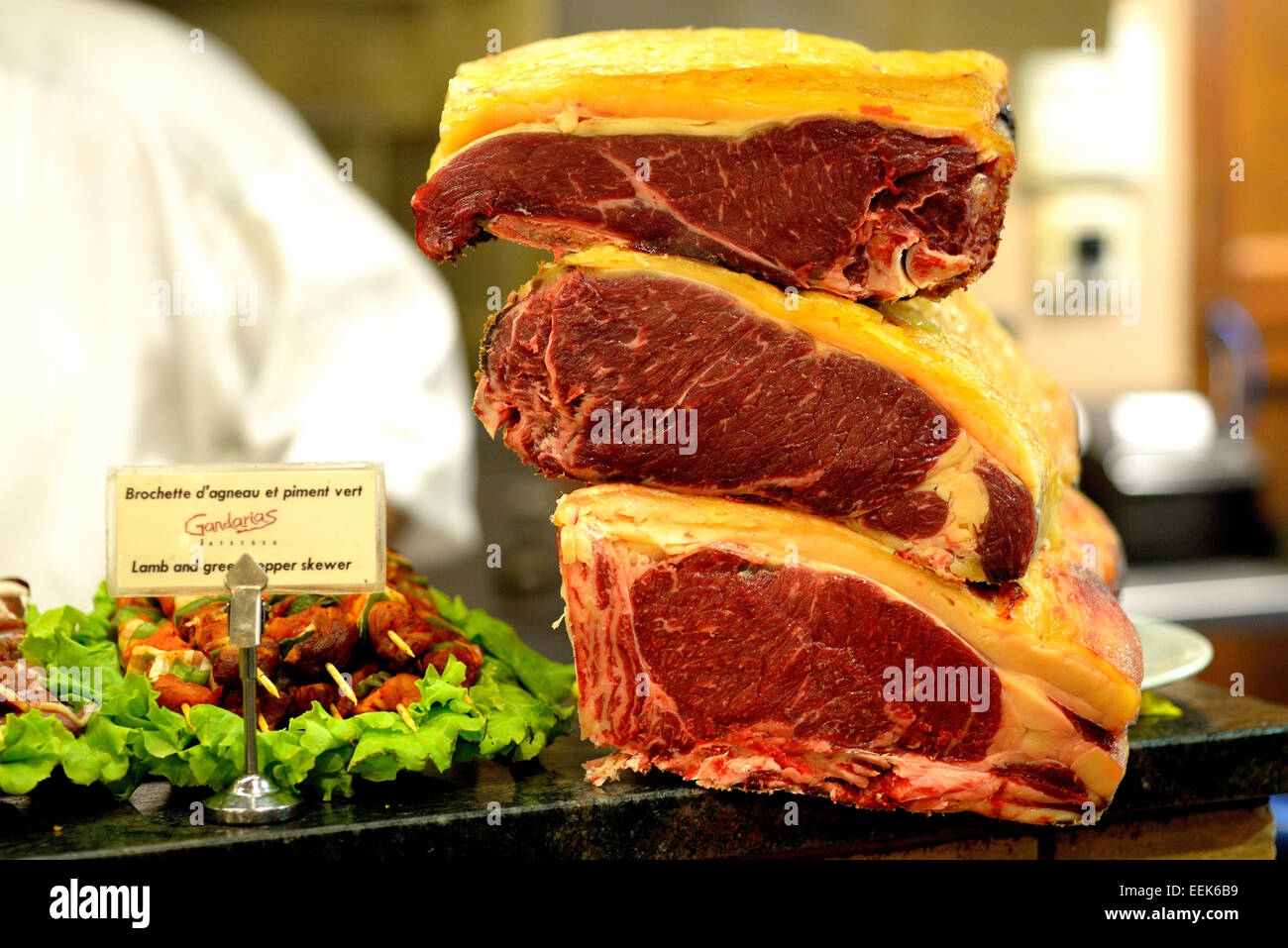 Steak im Restaurant Gandarias, San Sebastian (Donostia) Guipuzkoa, Baskenland, Baskenland, Spanien, Europa Stockfoto