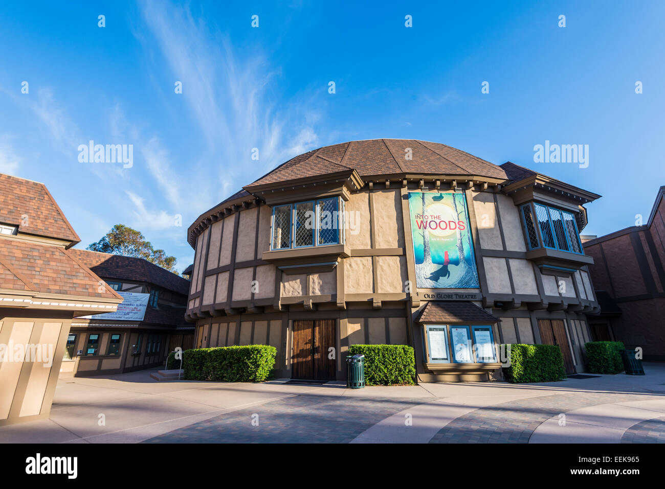 Old Globe Theatre Gebäude. Balboa Park, San Diego, Kalifornien, Vereinigte Staaten von Amerika. Stockfoto