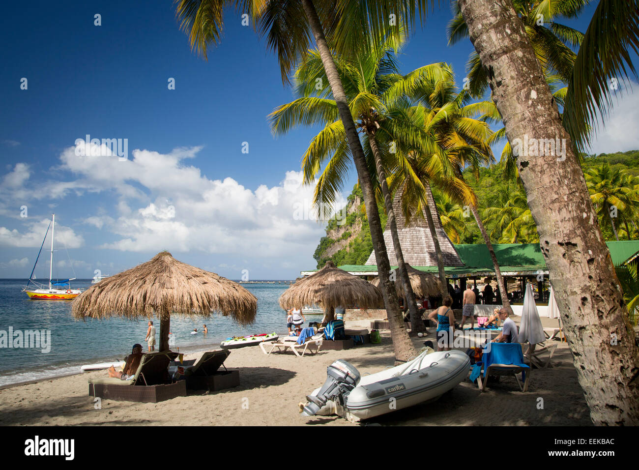 Anse Chastanet Beach Resort in der Nähe von Soufrière, St. Lucia, Karibik Stockfoto