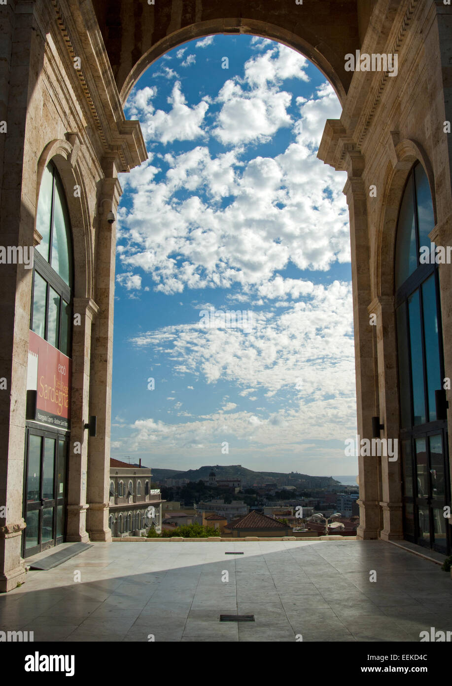 Voraussicht des Castellos historische Gebäude, Altstadt von Cagliari, Sardinien, Italien Stockfoto