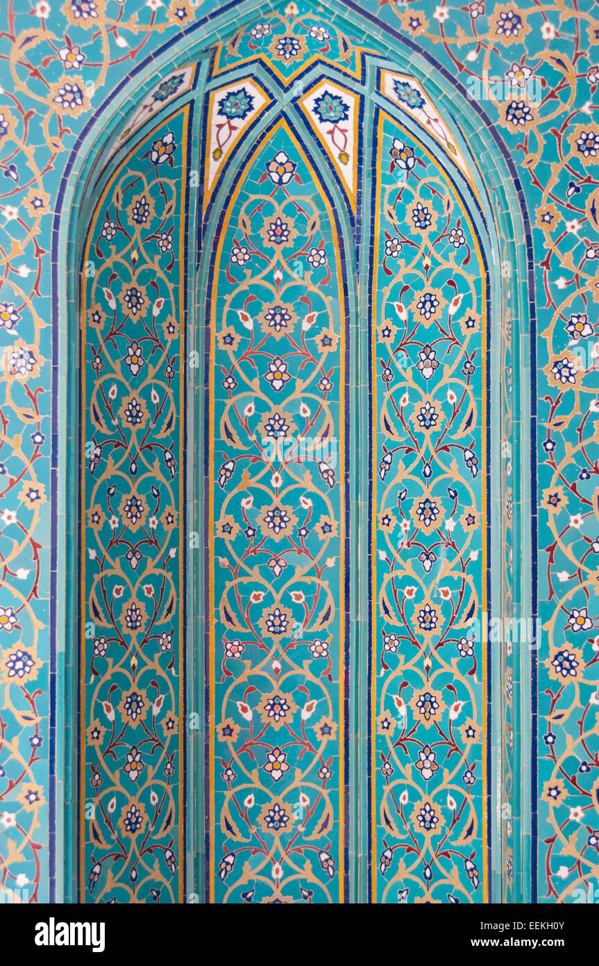 Türkisfarbenen Mosaiksteinchen in Muscat, Oman Stockfoto