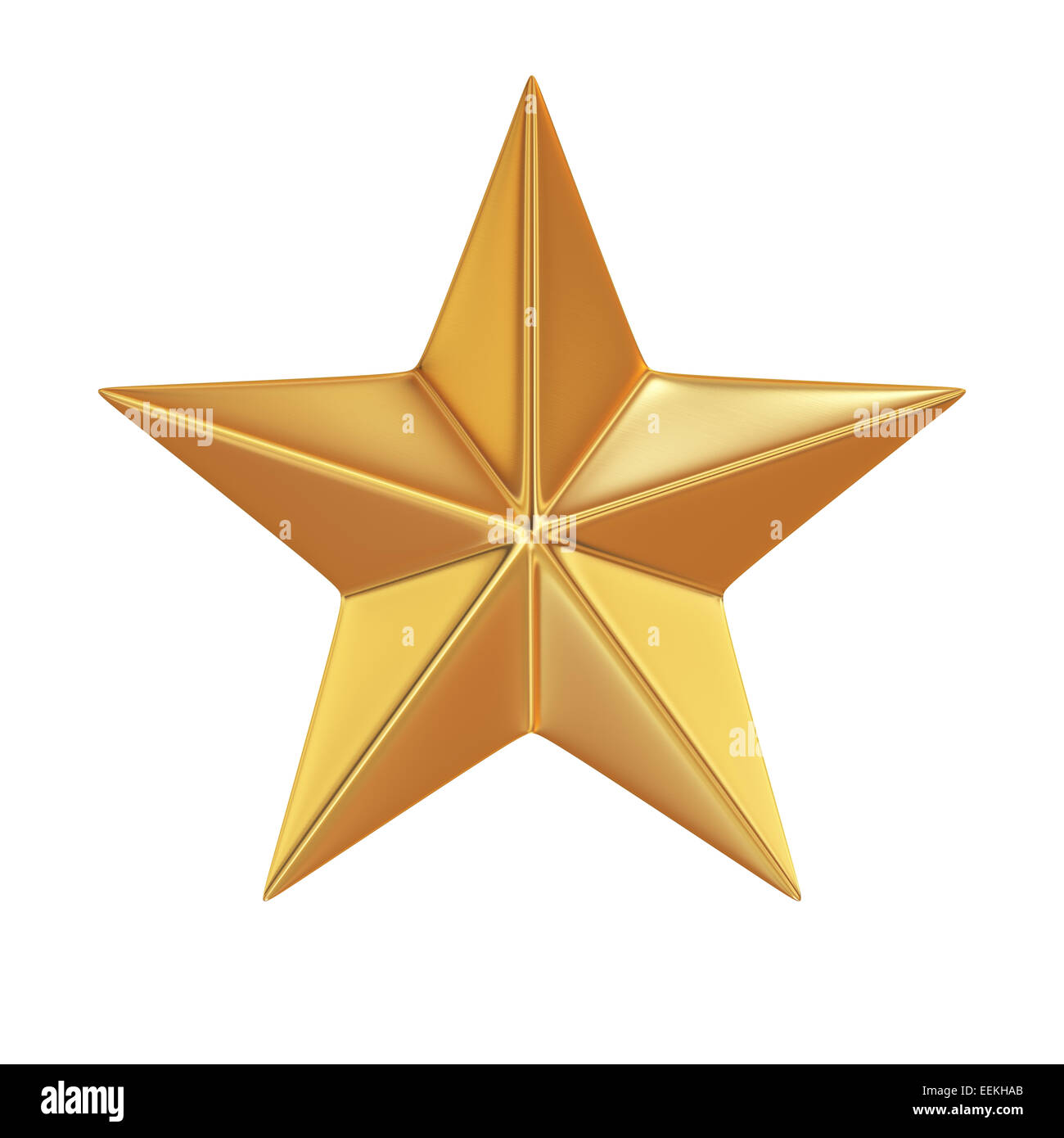 3D Render des Goldenen Sterns isoliert auf weißem Hintergrund Stockfoto