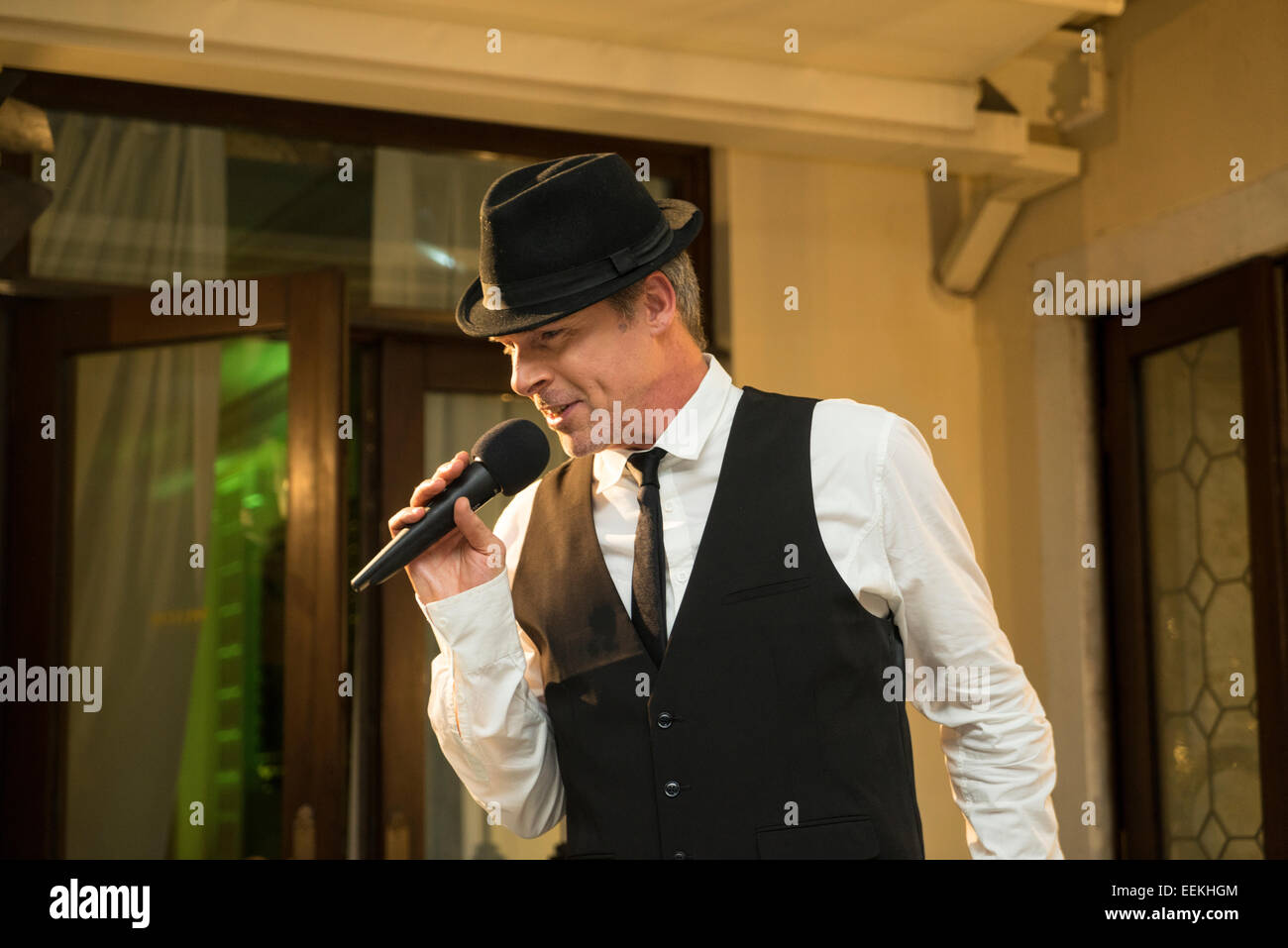 Sänger an Silvester Silvester-Party (Capodanno), Europa und Regina Hotel Stockfoto