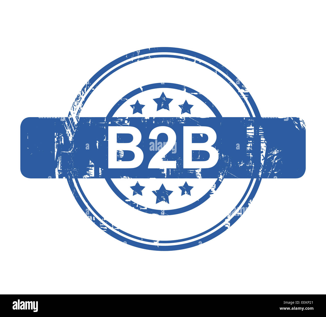 B2B-Konzept Firmenstempel mit Sternen isoliert auf einem weißen Hintergrund. Stockfoto