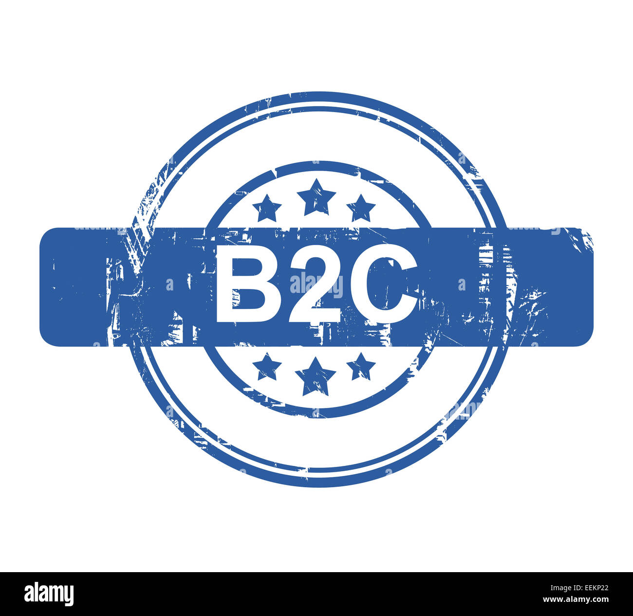 B2C Geschäft Konzept Stempel mit Sternen isoliert auf einem weißen Hintergrund. Stockfoto