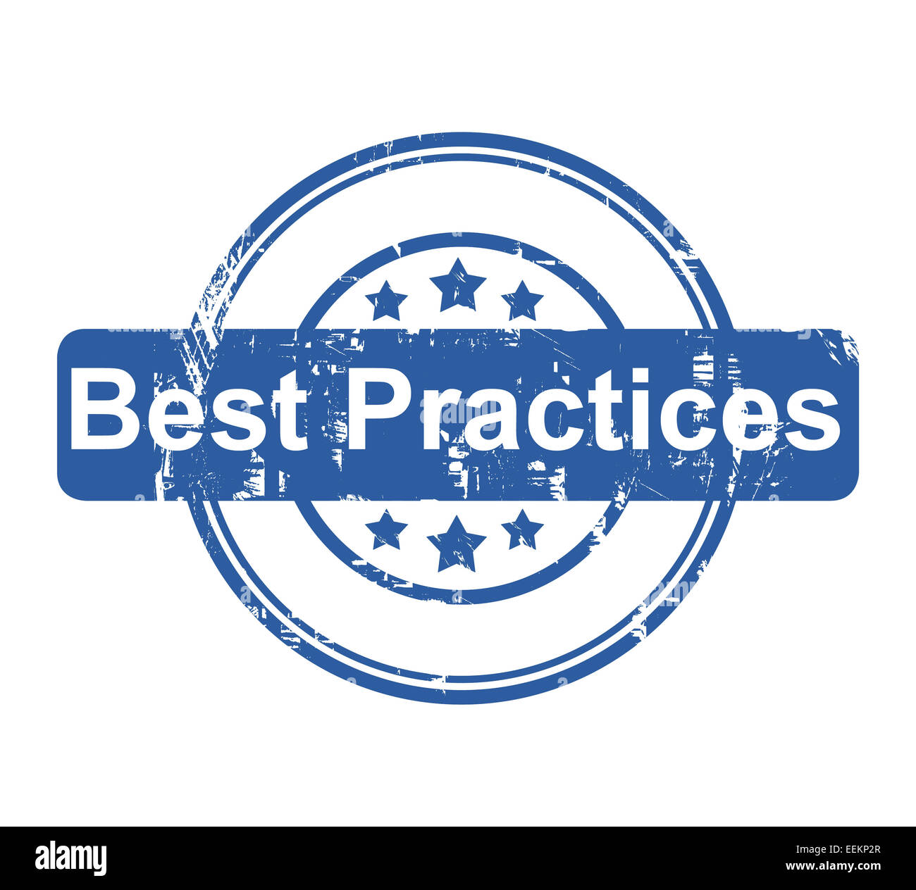 Best Practices Konzept Firmenstempel mit Sternen isoliert auf einem weißen Hintergrund. Stockfoto