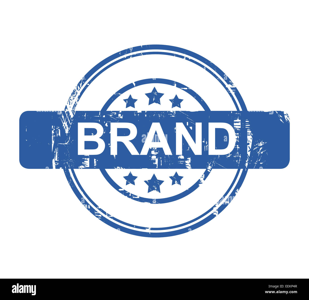 Marke Konzept Firmenstempel mit Sternen isoliert auf einem weißen Hintergrund. Stockfoto