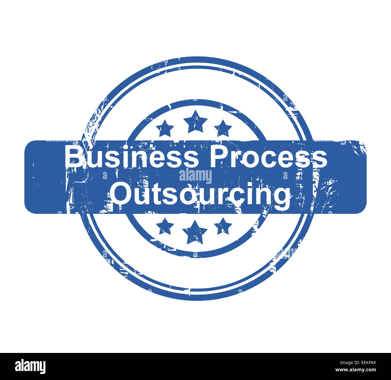 Business Process Outsourcing Konzept Stempel mit Sternen isoliert auf einem weißen Hintergrund. Stockfoto