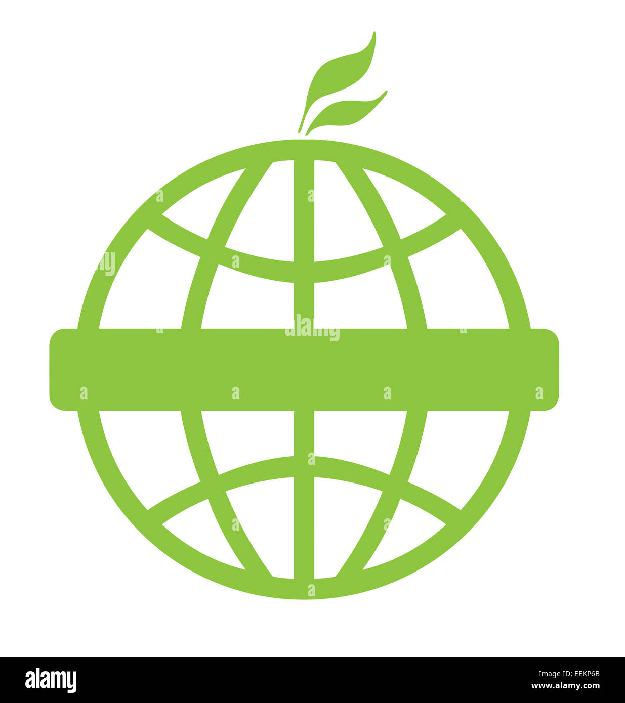 Eco-grüne globale Ikone isoliert auf weißem Hintergrund mit Textfreiraum. Stockfoto