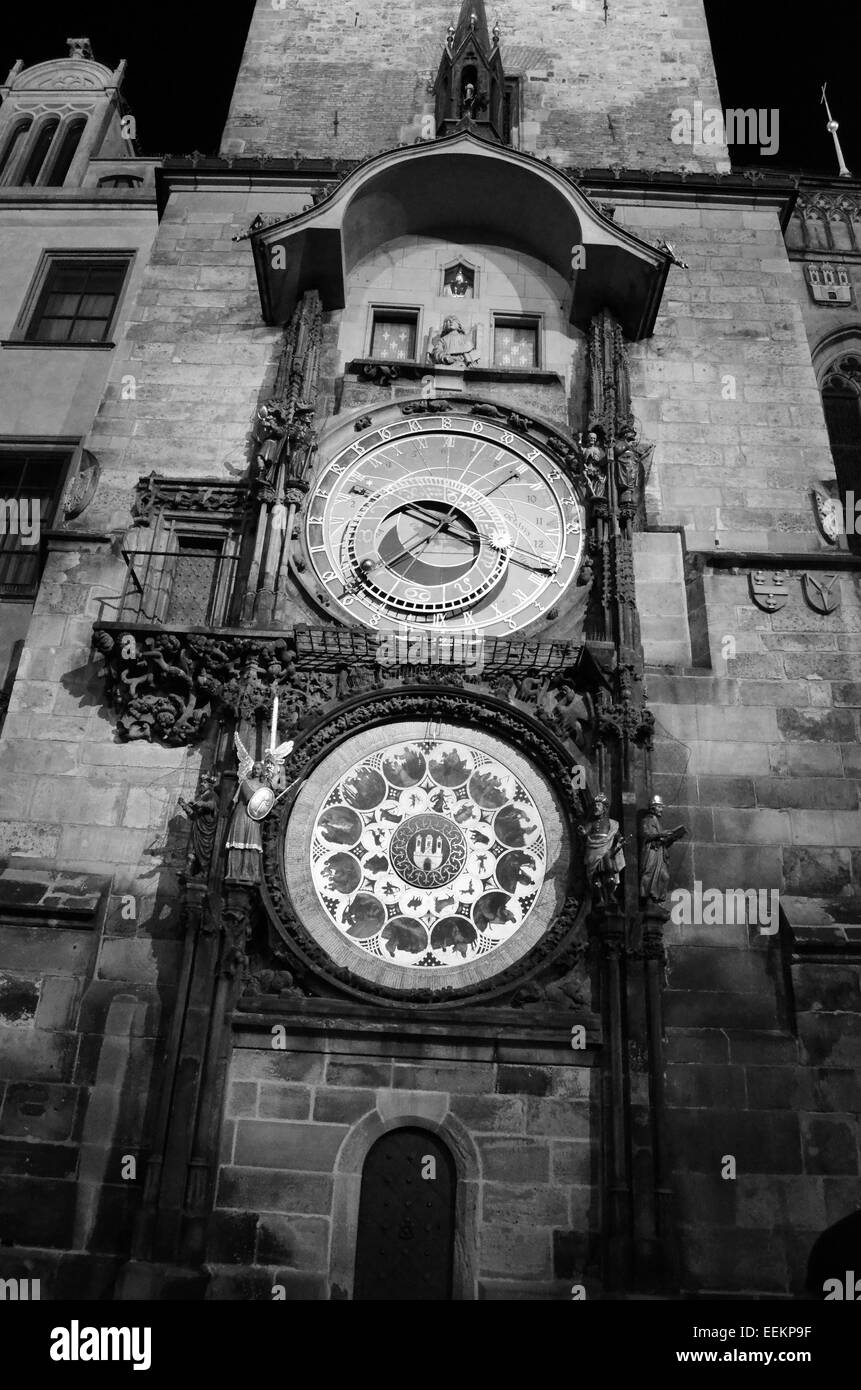 Der Prager Orloj oder Prager Orloj ist eine mittelalterliche astronomische Uhr befindet sich in Prag, die Hauptstadt der Tschechischen Republik Stockfoto