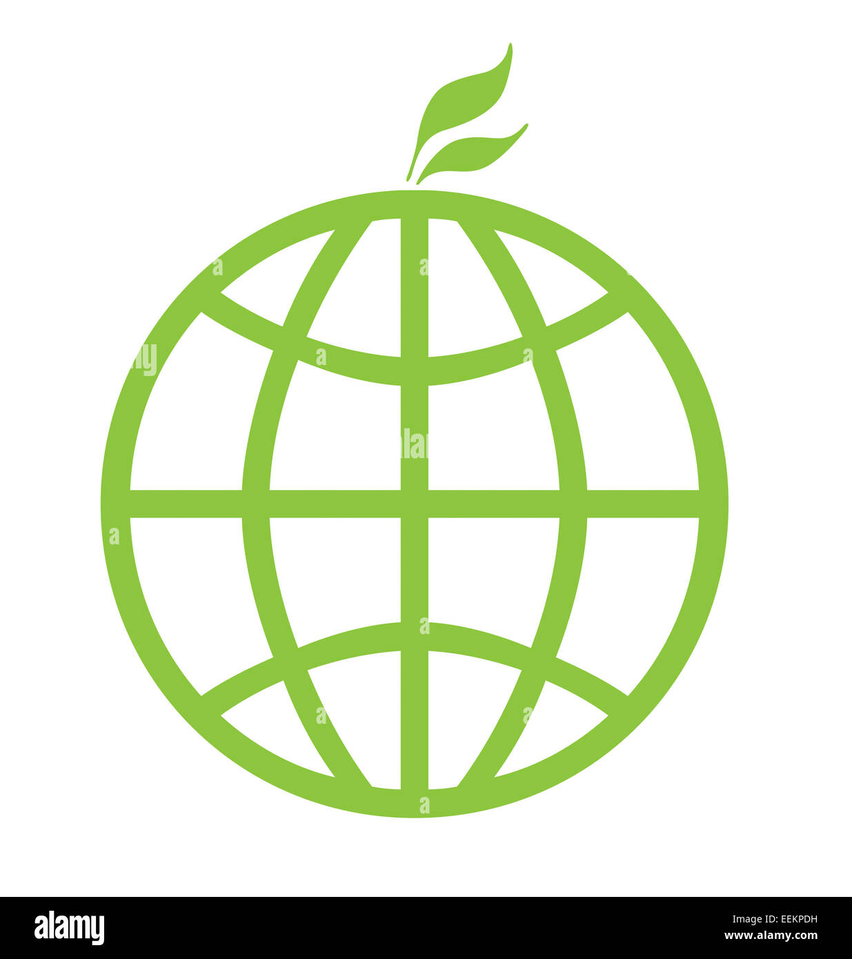 Eco-grüne globale Ikone isoliert auf einem weißen Hintergrund. Stockfoto