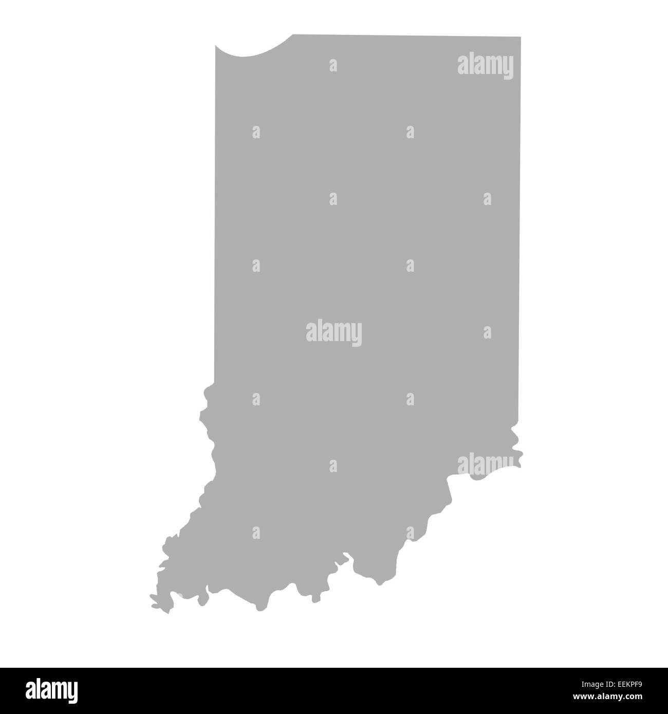 Indiana State Karte isoliert auf einem weißen Hintergrund, USA. Stockfoto