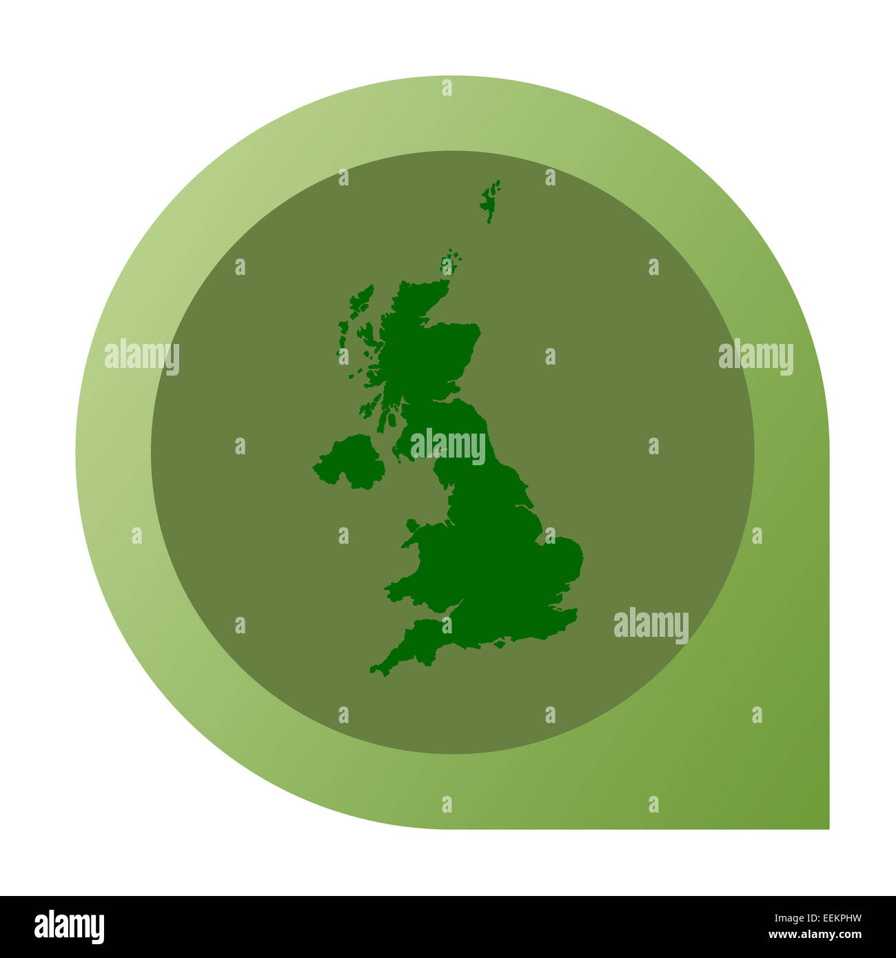 Isolierte Großbritannien Karte Stecknadel im flachen Web-Design-Stil. Stockfoto