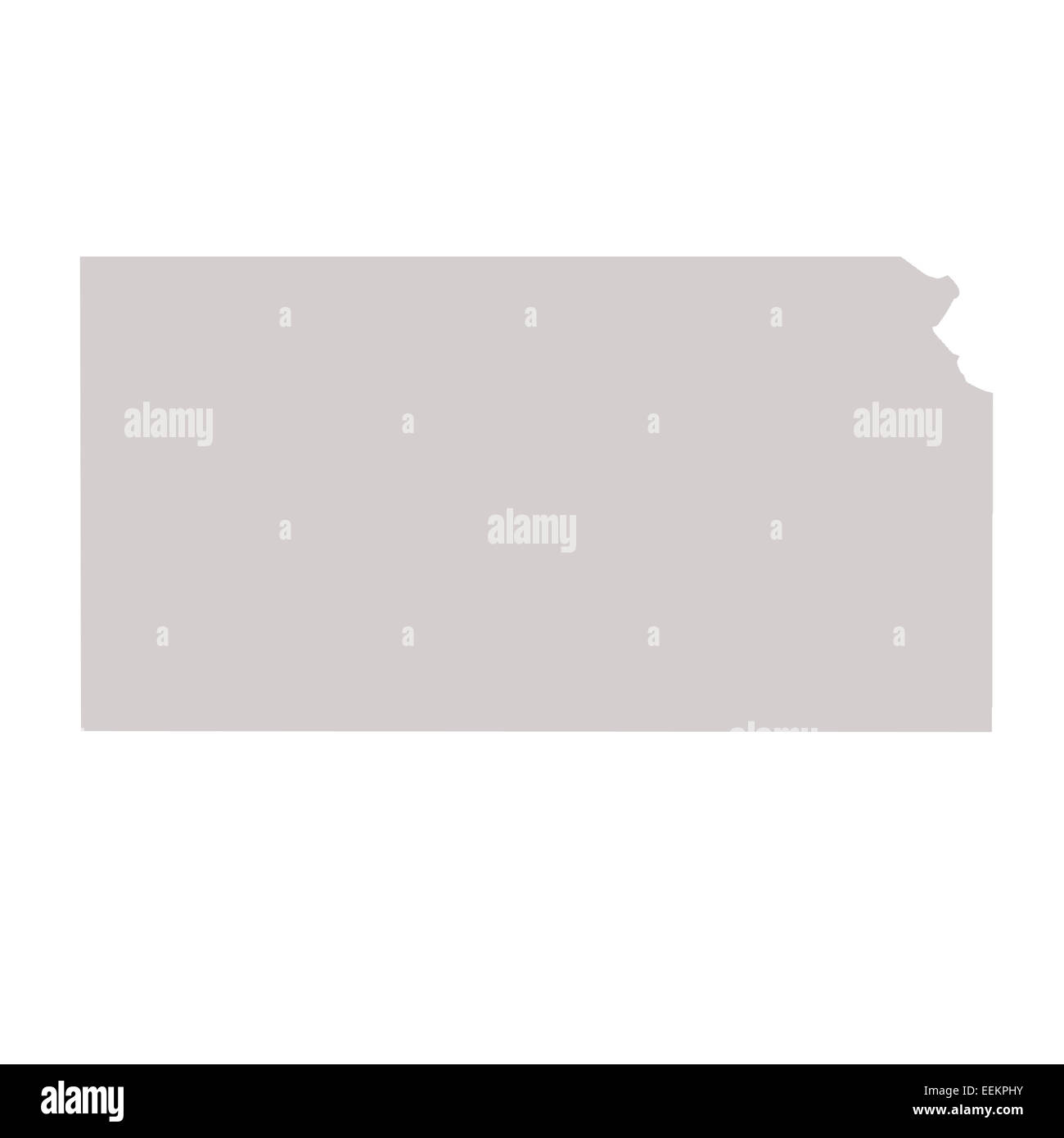 Kansas State Karte isoliert auf einem weißen Hintergrund, USA. Stockfoto