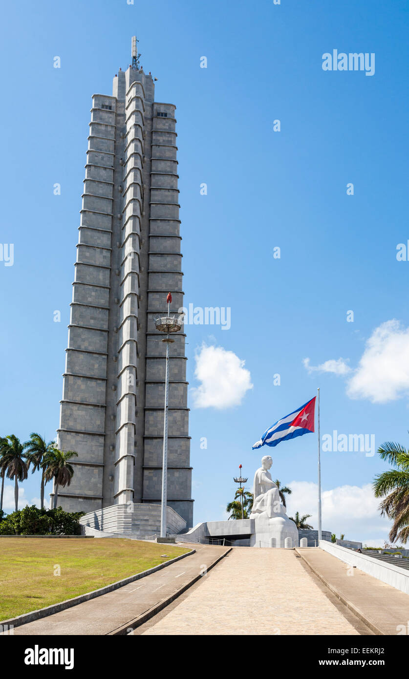 Anzeigen von Memorial Jose Marti, ein Monument des kubanischen Nationalhelden, Plaza de la Revolución (Platz der Revolution), Havanna, Hauptstadt von Kuba Stockfoto