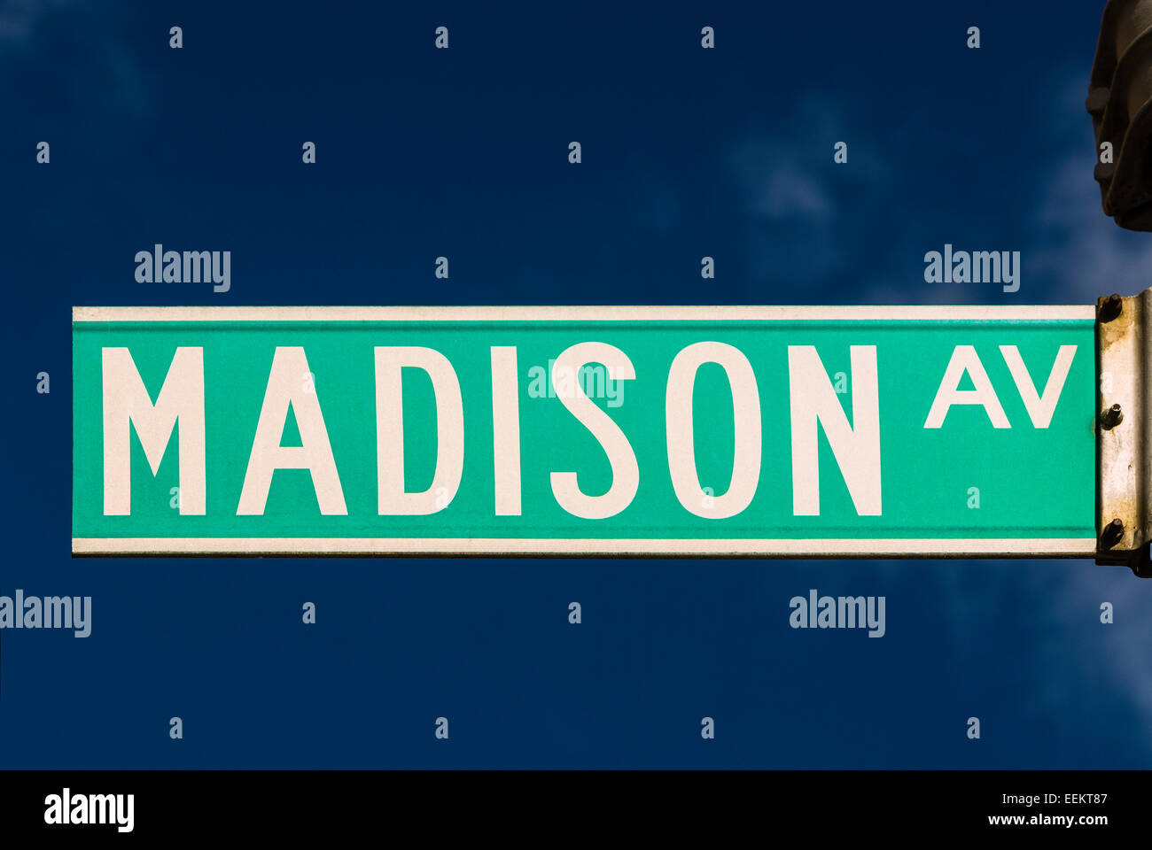 Madison Avenue Straßenschild. Stockfoto