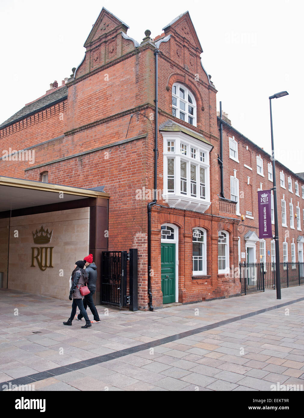 Der Eingang von König Richard III Visitor Centre in Leicester City. Dynastie, des Todes und Entdeckung. Stockfoto