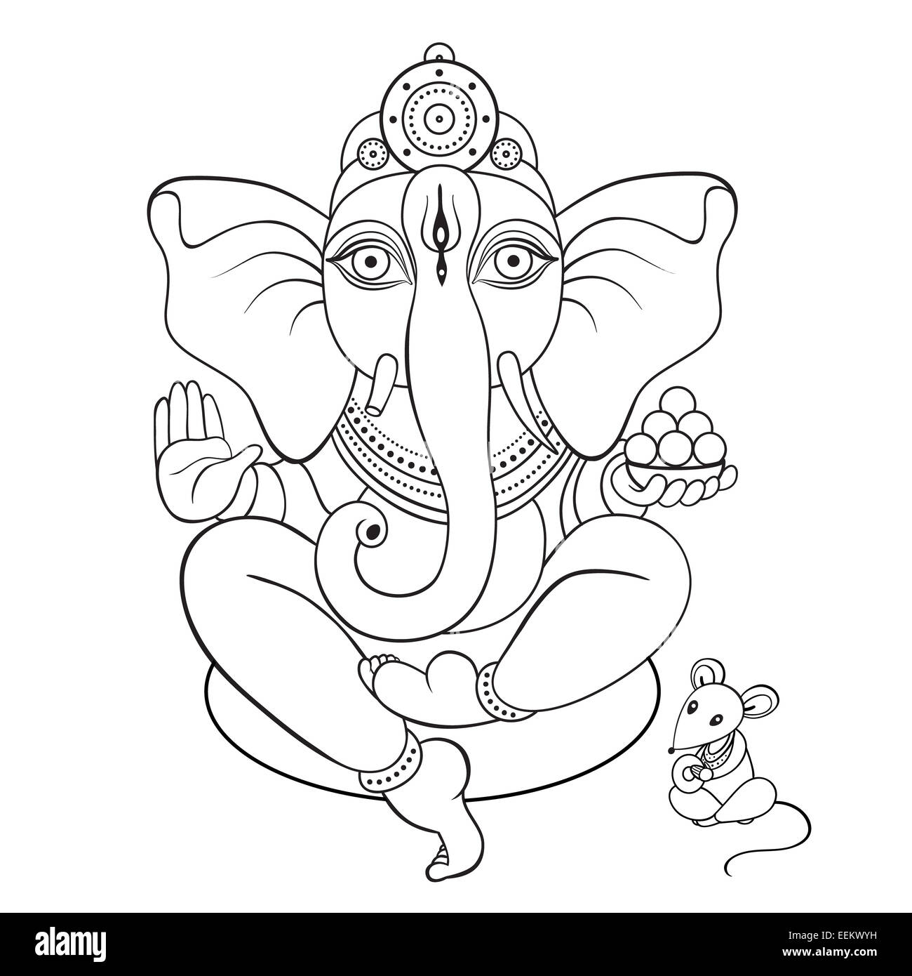 Lord Ganesha handgezeichnete Abbildung. Stockfoto