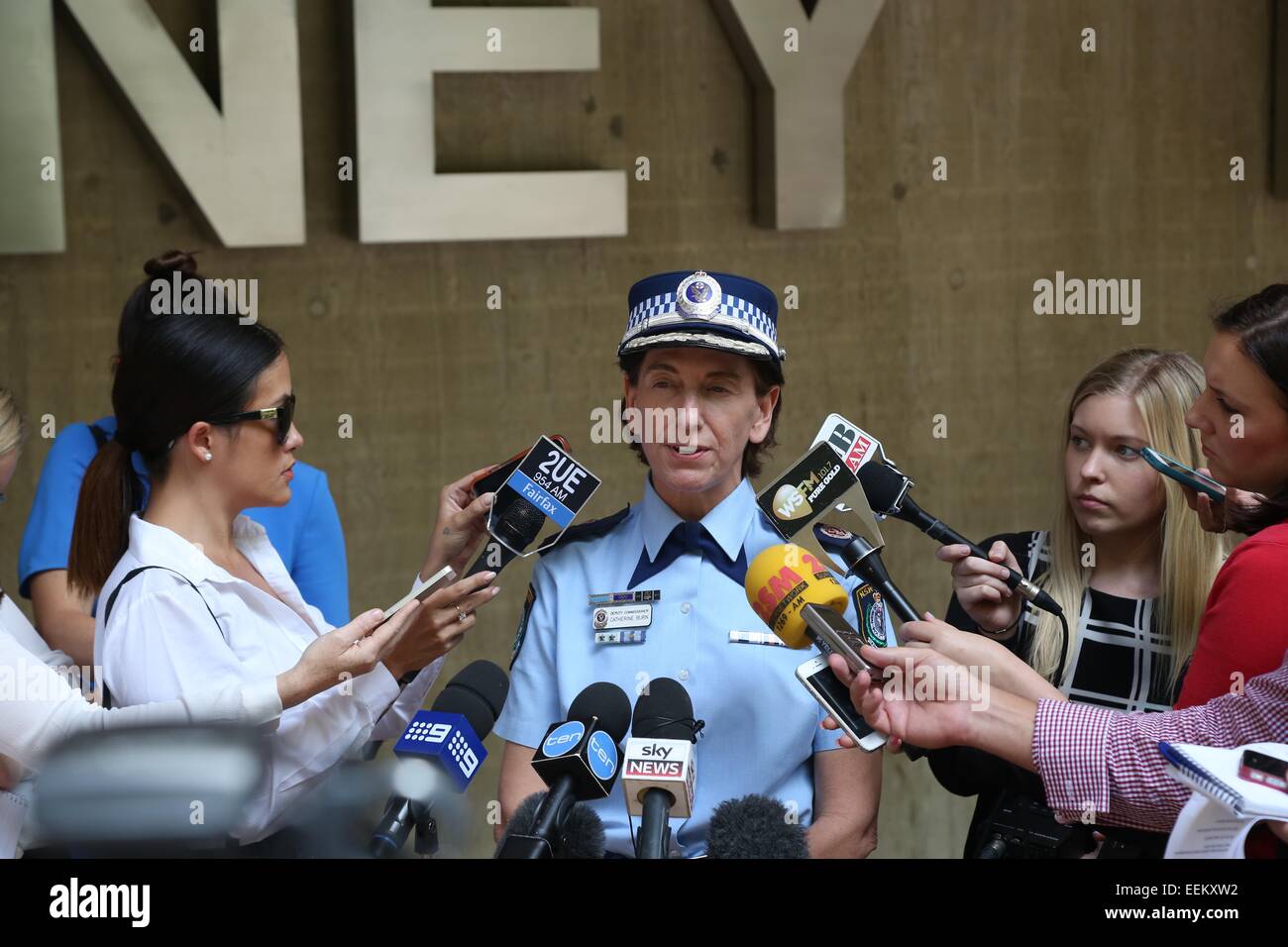 Sydney, Australien. 20. Januar 2015. Schauspielerei NSW Police Commissioner, Catherine Burn sprach mit den Medien über die Änderungen zu den Terrorismus Threat Level für die Polizei. Bildnachweis: Copyright Credit: 2015 Richard Milnes / Alamy Live News Stockfoto