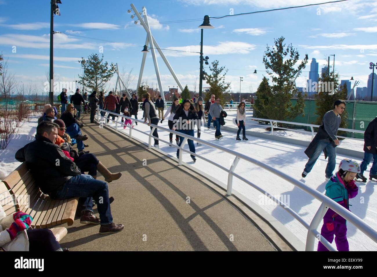 Ice skating Band. Maggie Daley Park, Chicago, Illinois. Stockfoto