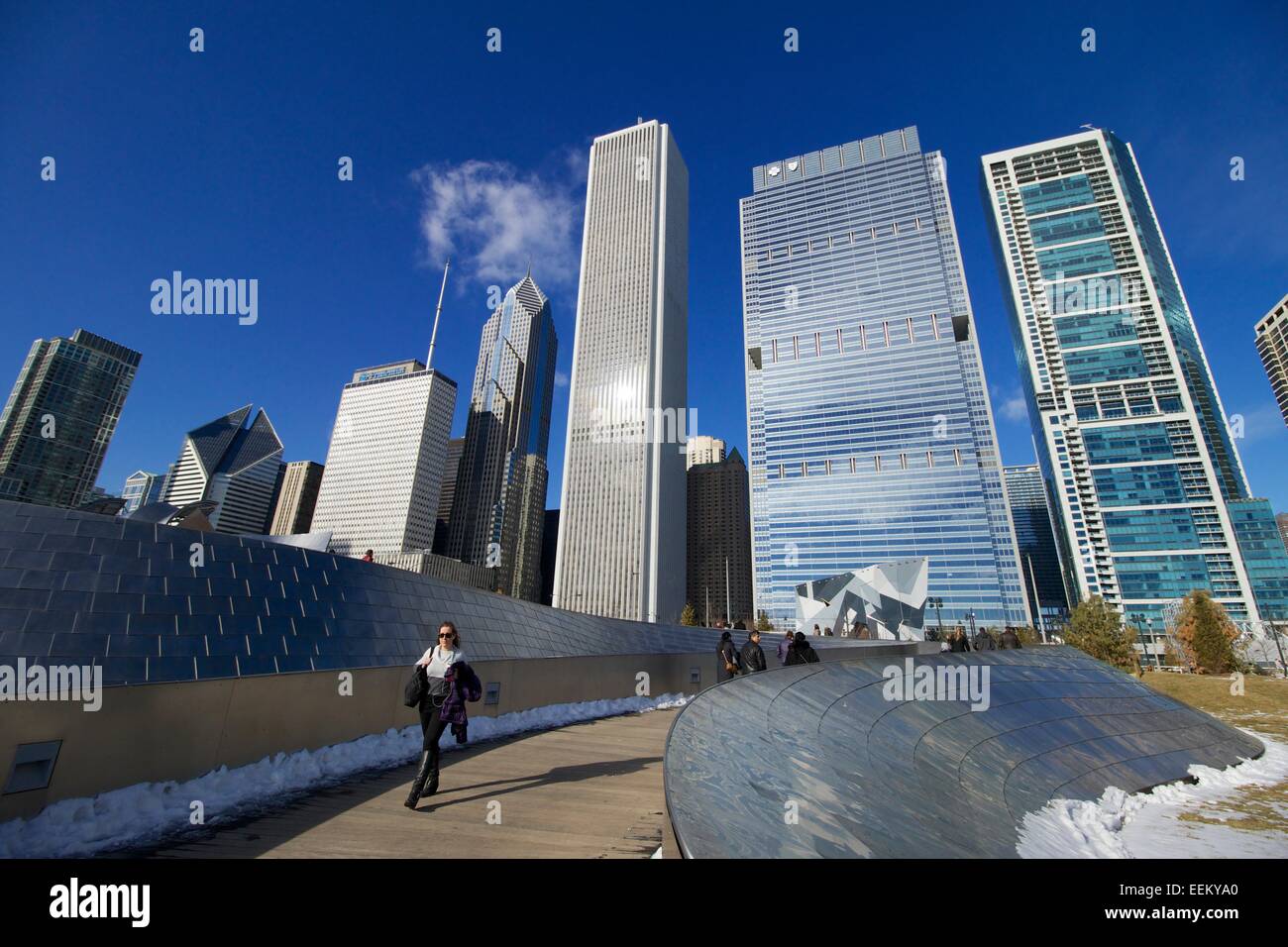 BP-Fußgängerbrücke. Chicago, Illinois. Stockfoto