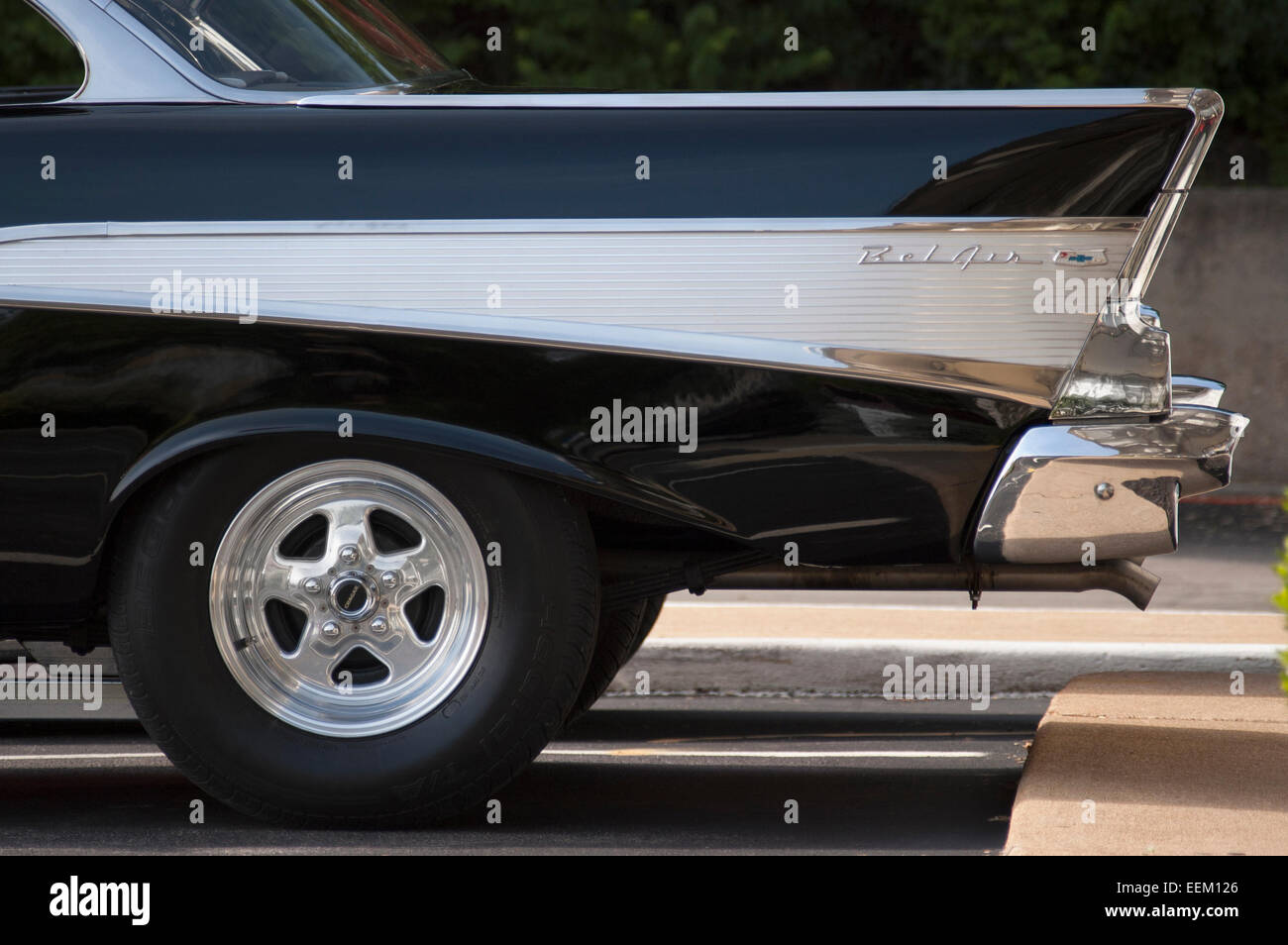 Detailansicht des durch einen Oldtimer Kfz-Chevy Bel Air Stockfoto