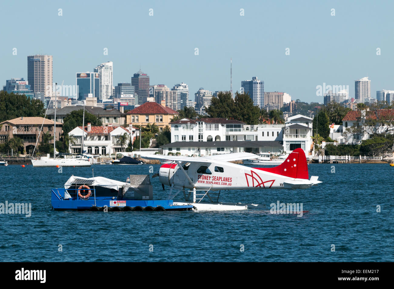 Sydney Wasserflugzeug in Rose Bay Sydney, NSW, Australien, bietet Inlandsflüge und Besichtigungstouren durch Sydney Stockfoto