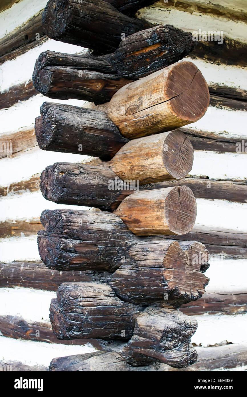 Protokolle als konstruktive Lösung einer traditionellen Hütte fügen. Stockfoto