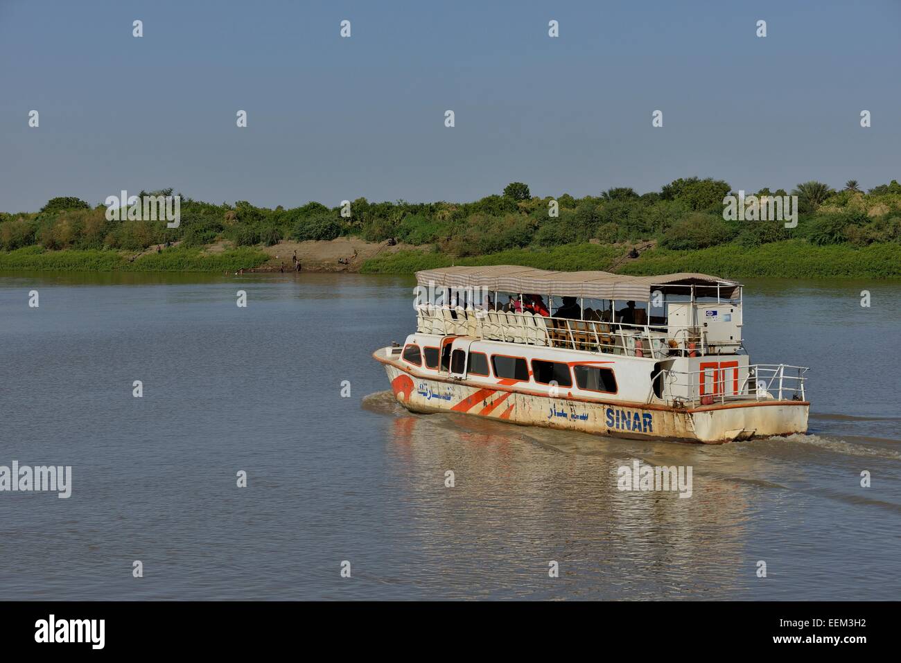 Ausflugsschiff auf dem Nil, Kharthoum, Sudan Stockfoto