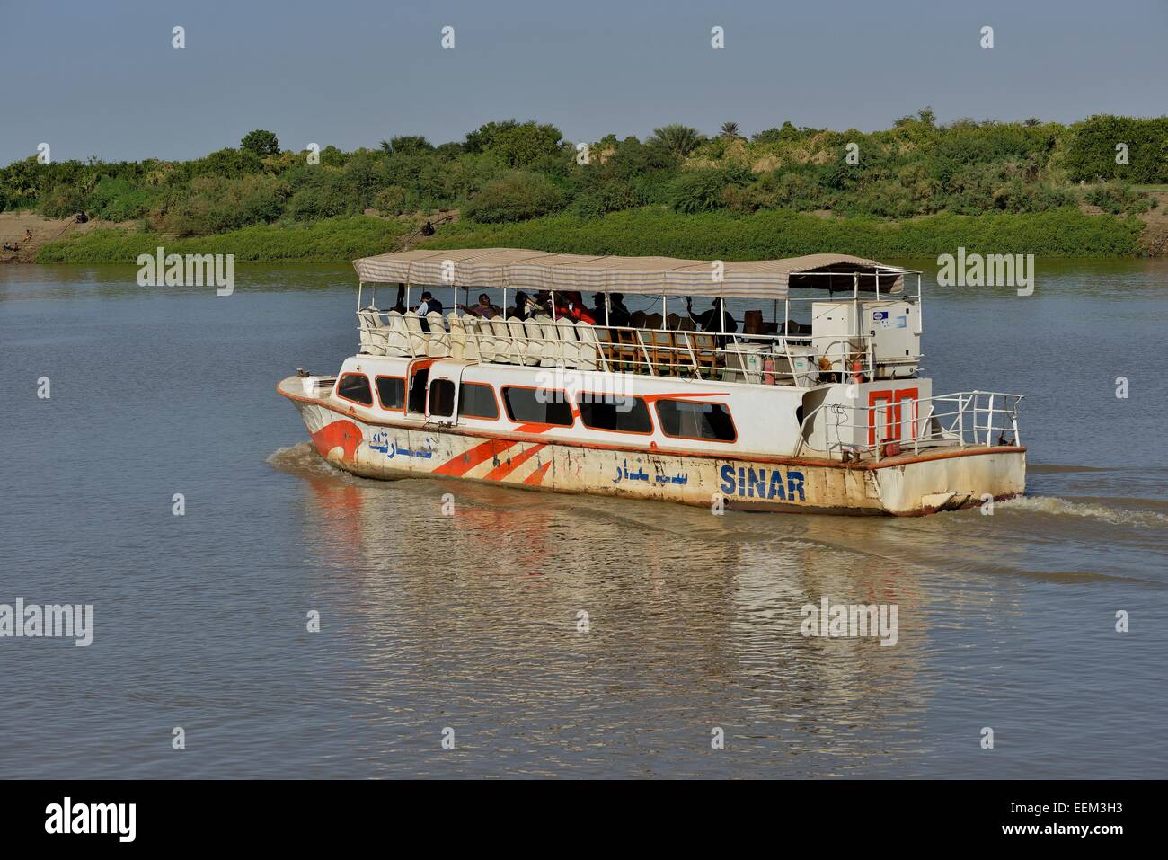 Ausflugsschiff auf dem Nil, Kharthoum, Sudan Stockfoto