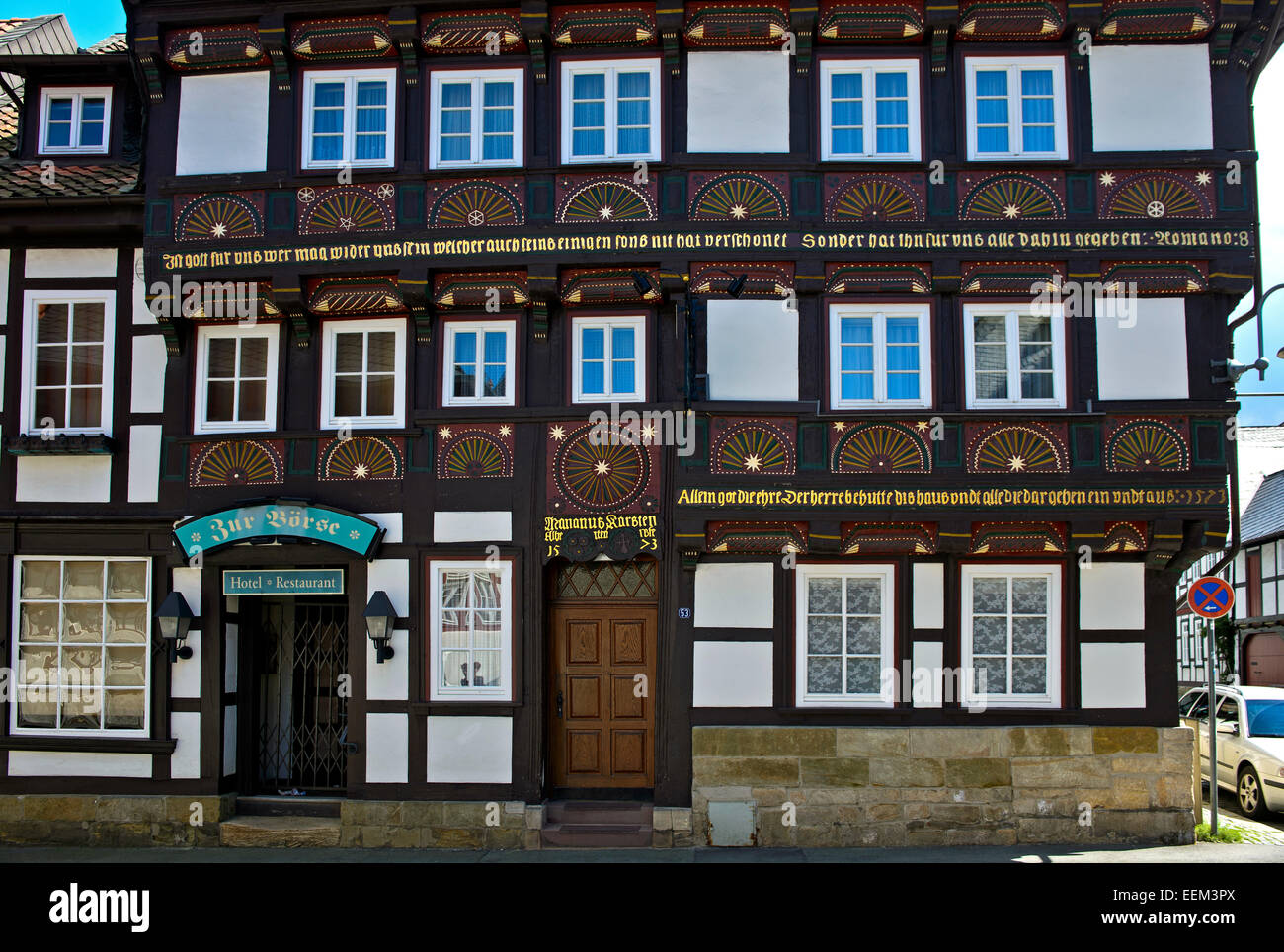 "Zur Börse", im Stil der Renaissance Fachwerkhaus, 1573, Goslar, Niedersachsen, Deutschland Stockfoto