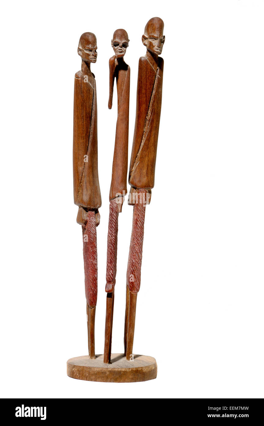 African geschnitzte Holzfiguren - (Kenia: 1990er Jahre) Stockfoto