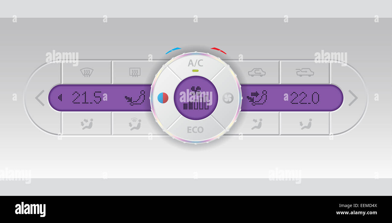 Digitale Luft Zustand weiße Dashboard Design mit dual Ac und lila lcd Stockfoto