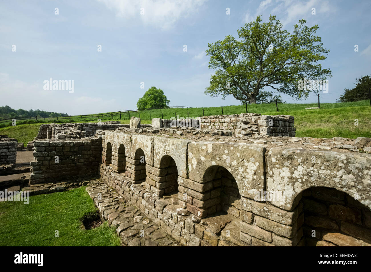 Hadrian Wall, Badehaus am Chesters Stockfoto