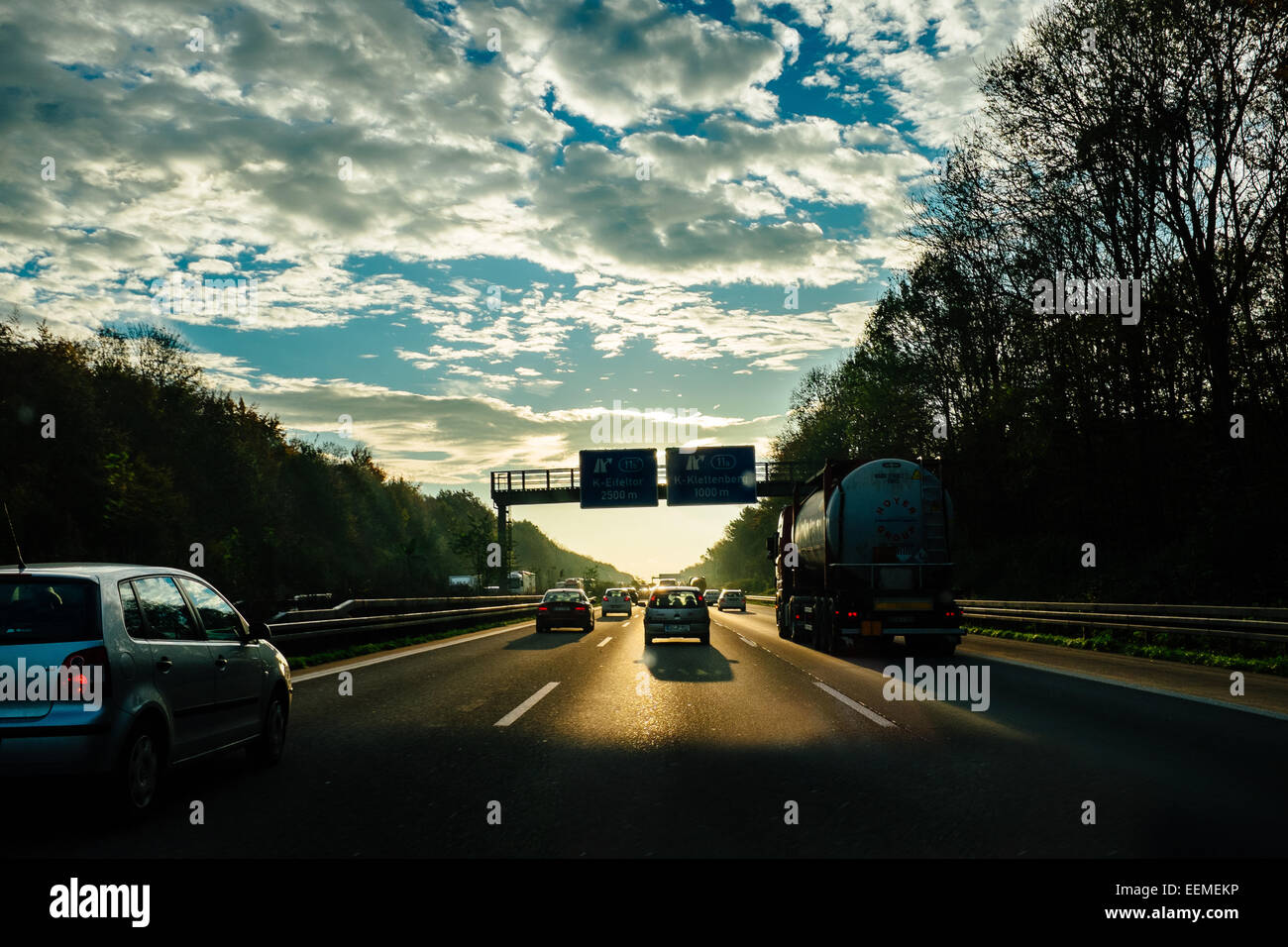 Autobahn A3 in Deutschland Stockfoto