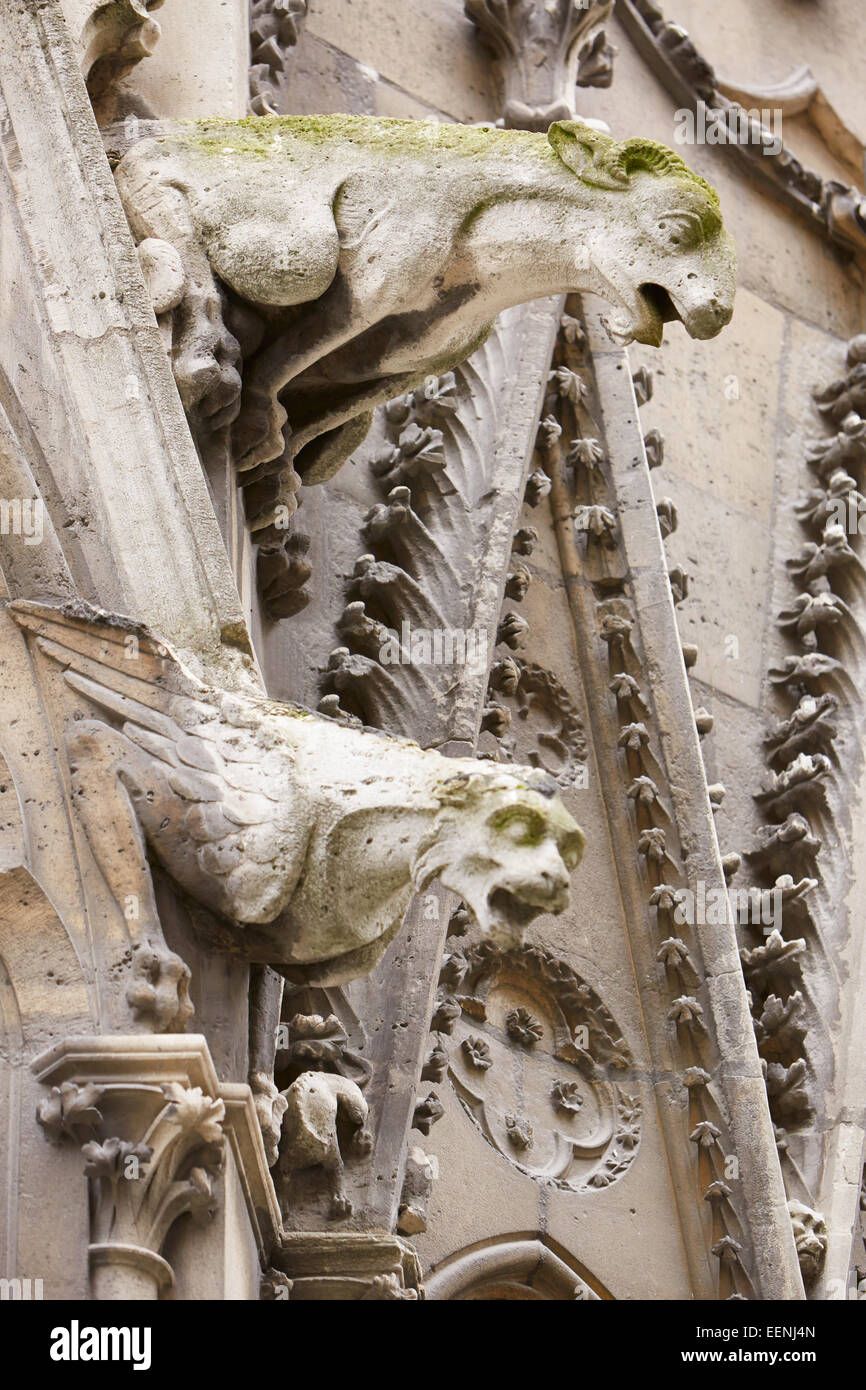 Paris, Notre Dame Wasserspeier Statuen auf die gotische Kathedrale Stockfoto