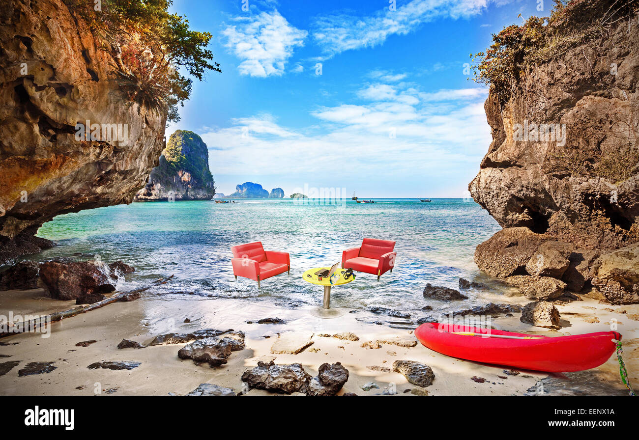 Passende Office je Konzept eines Traum-Arbeitsplatzes. Stockfoto