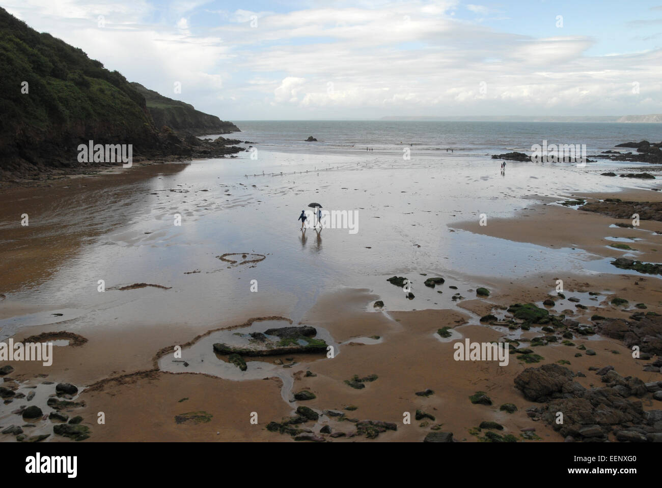 Die Buche Hope Cove, South Devon, an einem verregneten Tag im August Stockfoto