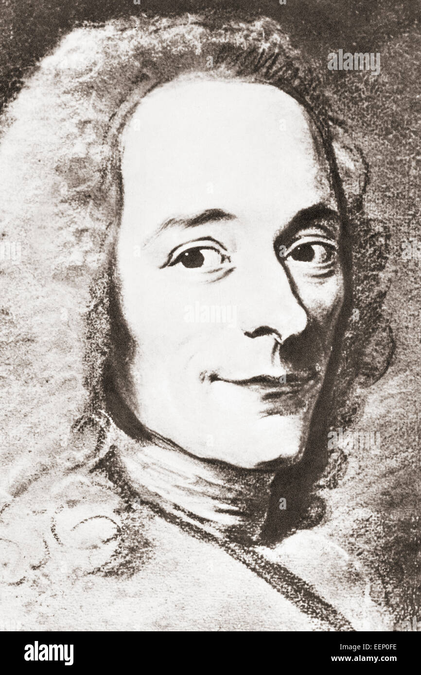 François-Marie Arouet, 1694 –1778 aka von seinem Nom De Plume Voltaire.  Französischer Schriftsteller, Historiker und Philosoph Erleuchtung. Stockfoto
